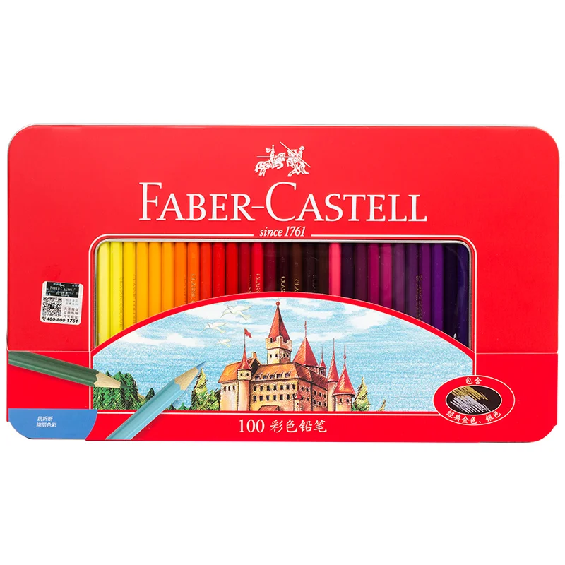 100 Farieb Faber Castell Mastná Farebné Ceruzky Cínu Set pre Umelcov, Kresba,Náčrt,Farbenie Knihy Premium detské Umenie Produkty