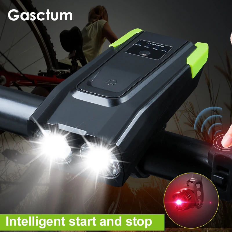 10000Lumen Indukčné Bicykel Predné Svetlo Nastaviť 4000mAh USB Nabíjateľné Smart Svetlometu S Horn Bike LED Lampa Cyklus Baterka