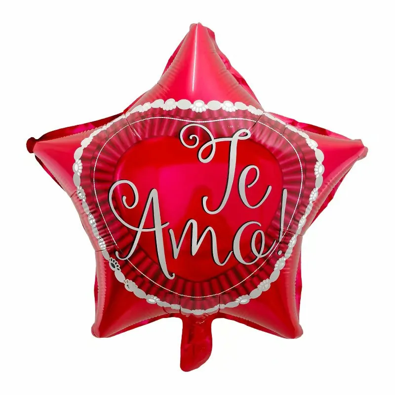 10pcs 18-palcové španielsky milujem ťa Námestie Star Tvar Hélium Fóliové Balóniky Te Amo Tlač Balóny Pre Valentine Svadobné Dekorácie