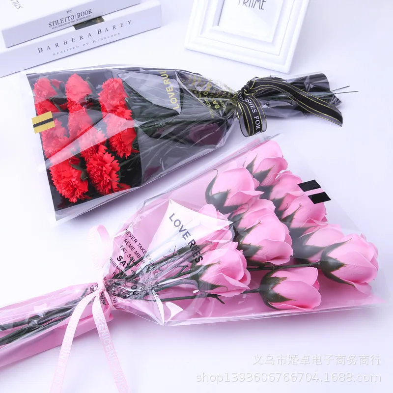 10PCS Kvetinárstvo Plastové Kvet Balenie Vrecia Jeden Rose Tašky na Kvety, Baliaci Papier, Valentín Ruže Taška