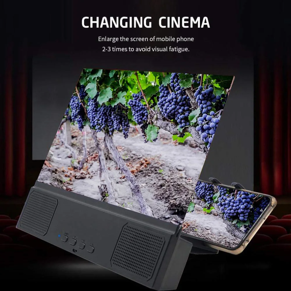 12 palcový 3D Mobilný Telefón Lupa s Bluetooth Reproduktor HD lupu Stojan na Videu Rozšírenej Držiaka Telefónu