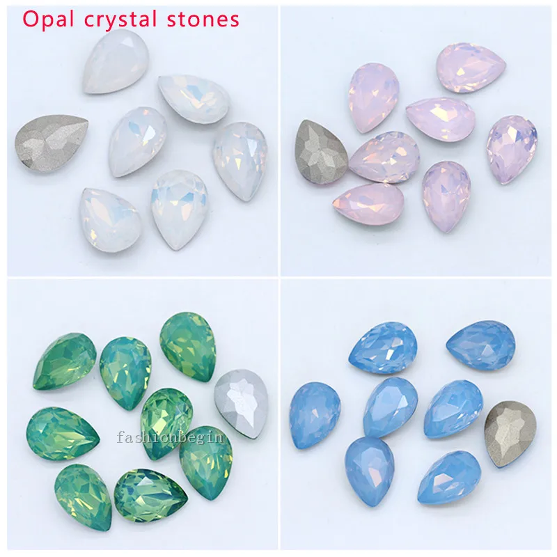 13x18mm 18x25mm 20x30mm Biela/Ružová/Zelená Opal Poukázal Späť Veľké Sklenené Kamene Tvárou Crystal Diamante Kamienkami Šperky Korálky