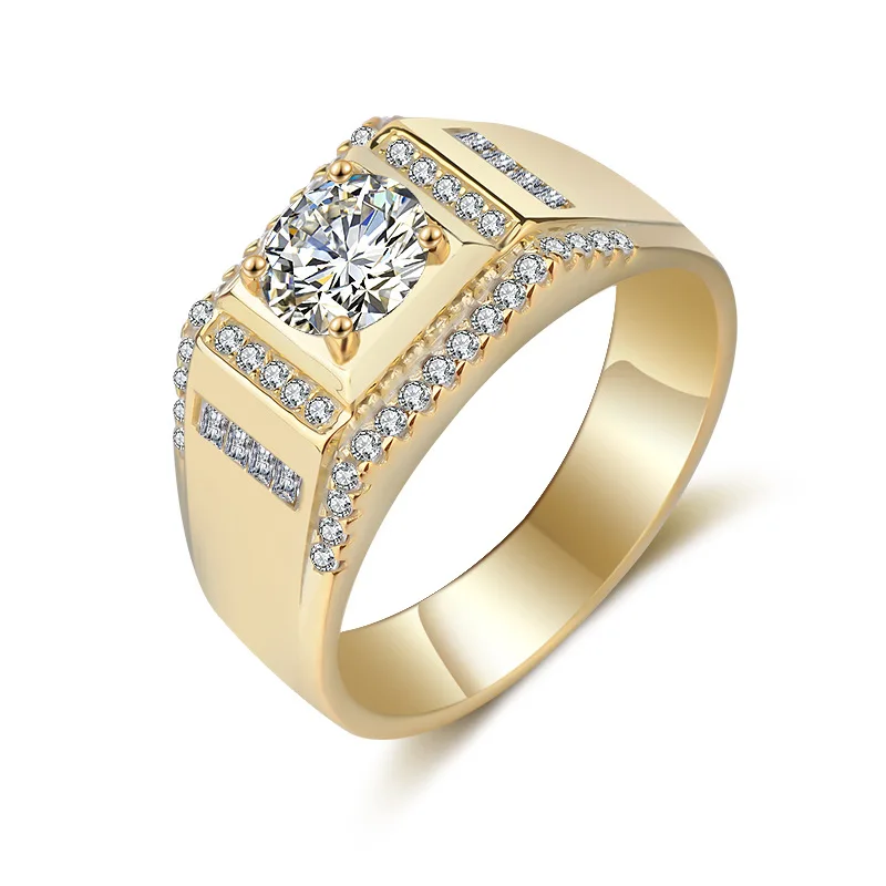 14K Zlata Plné Biely Diamantový Prsteň pre Mužov Jemné Anillos Mujer Bijoux Femme Bizuteria Anillos Biely Drahokam Striebro 925 Šperky