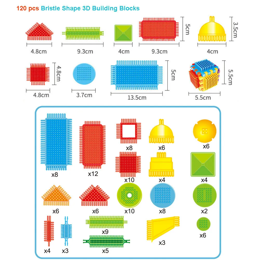 150pcs /120pcs / 100ks Štetina Tvar 3D Stavebné Bloky, Obkladačky Stavebné Playboards Hračky, hračky pre deti brinquedos Dary