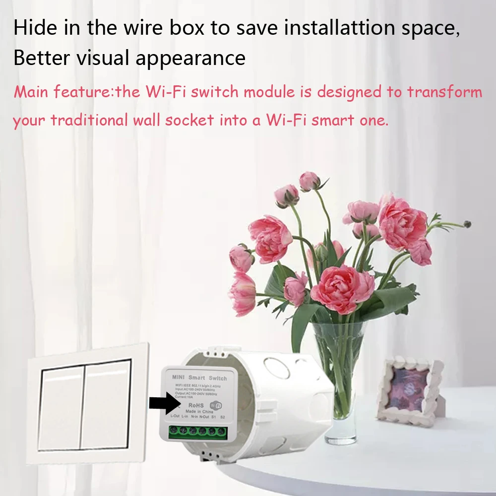16A Mini 2 Spôsob Kontroly DIY WiFi Smart LED Light Switch Relé Istič Modul Inteligentného Života Tuya Diaľkové Ovládanie Alexa Domovská stránka Google