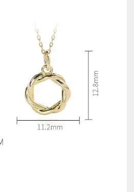 1PC Autentické 925 Sterling silver Gold Otvoriť Twist Kruhu Geometrické Prívesok N Náhrdelník JEMNÉ Šperky TLX500