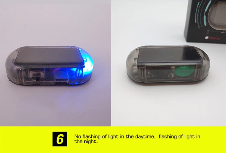 1Pc Univerzálny Auto Falošné Solárne Napájanie Alarm Lampa Bezpečnostný Systém Varovania Krádež Blesk Bliká Anti-Theft Upozornenie LED Svetlo Modrá