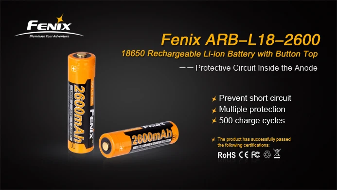 1PCS Fenix ARB-L18-2600 3.6 V 18650 2600mAh Nabíjateľná Li-ion Batéria