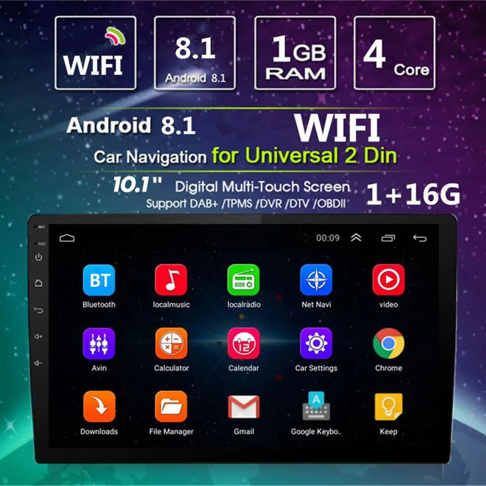 2 din univerzálny Android Auto headunit Rádio stereo auta GPS NAVIGÁCIE, multimédiá, WIFI, Bluetooth, USB zrkadlo odkaz,foto-video vstup OBD2