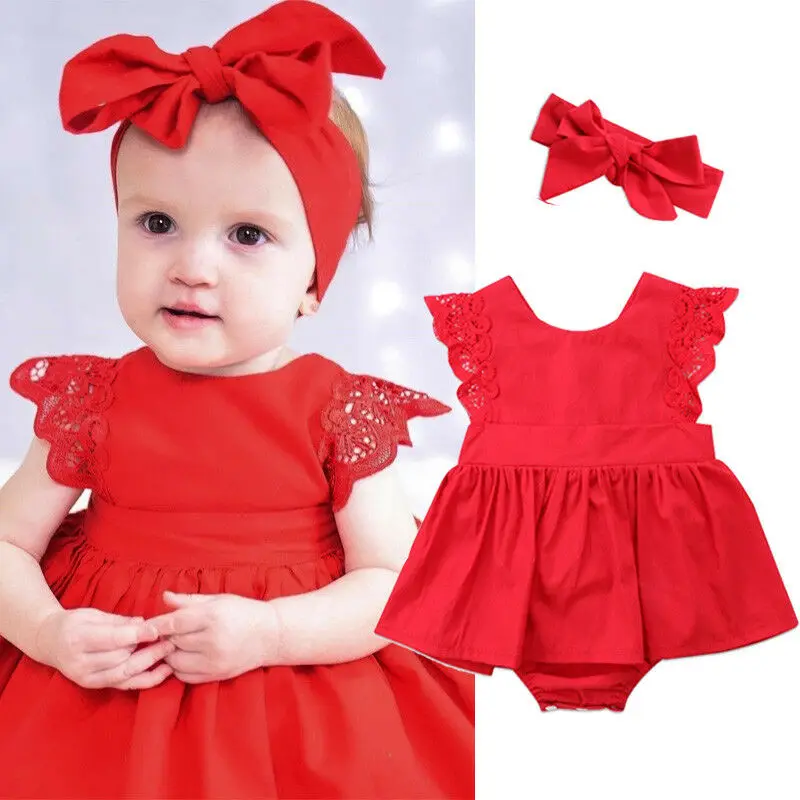 2 ks Novorodenca Baby Girl 0-24M Čipky Romper Šaty Jumpsuit Oblek Oblečenie hlavový most