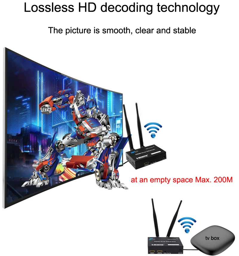 200M Bezdrôtové zariadenia Extender Jeden Multi Mnoho 1 1080P Kábel HDMI Extender Vysielač, Prijímač, WIFI Prenos Splitter Prepínač