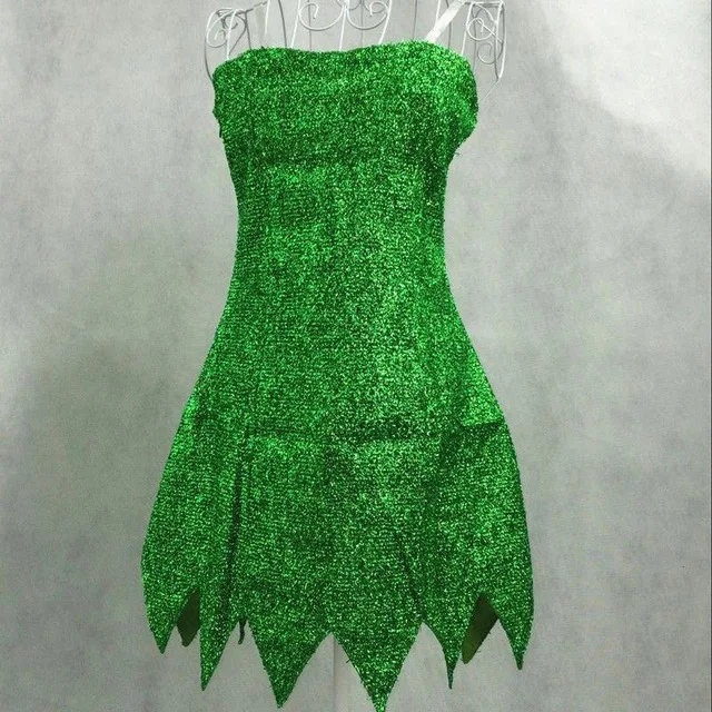 2019 Nové Škriatok, Víla Cosplay Kostým Tinker Bell Zelená dospelých Tinkerbell Šaty Halloween Party Sexy Cosplay Mini Šaty S Parochňu