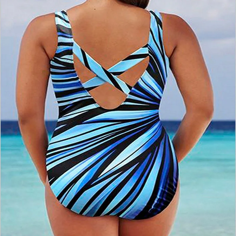2019 Sexy jednodielne Plavky Žena Plus Veľkosť Plaviek Ženy Prekladané Plávanie Oblek na celé plavky Veľkosť plavky L-5XL