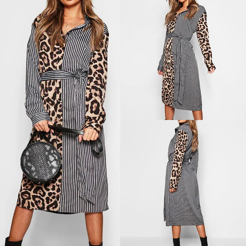 2020 jar jeseň fashion prekladané leopard dlhý rukáv čipky šaty zaraing ženy 2020 sheining vadiming ženy, ženské šaty