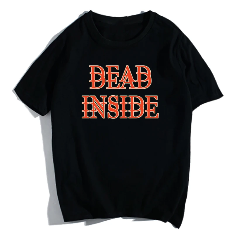 2020 Lete Ženy Mŕtvy Vnútri T-Shirt Lumbálna Grunge Štýl Čiernej O tvaru písmena tlač Tee Gotické Oblečenie