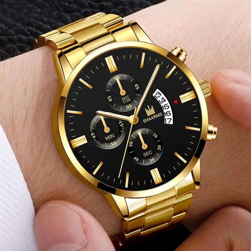 2020 Mužov luxusné obchodné Vojenské Quartz hodinky zlaté nehrdzavejúcej ocele kapela muži hodinky Dátum, kalendár muž hodiny Relogio priame