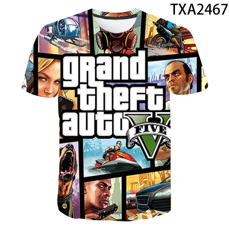 2020 Nové 3D Tlač Grand Theft Auto Hry Gta 4/5 Vytlačené T Shirt Mužov Ženy, Deti, Krátky Rukáv T-Shirt Chlapec Dievča Deti Topy Tees