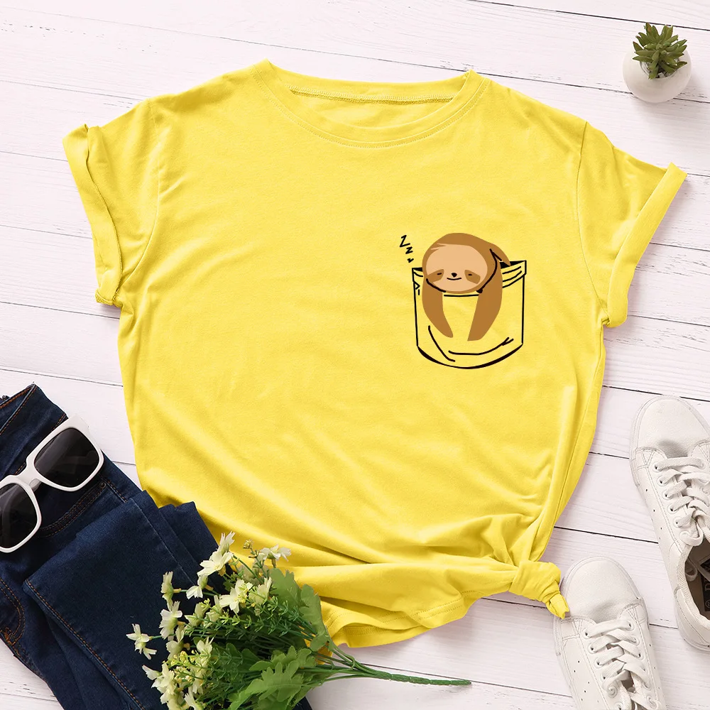 2020 Nové dámske tričko Bavlna Spanie Lenivosť Vytlačené Bežné Mäkké Ženské Tričko Krátky Rukáv Ženy Plus Veľkosť Top Tees