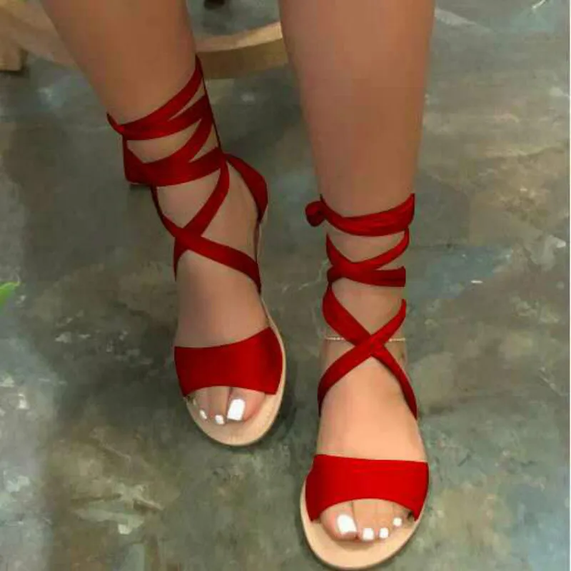2020 Nové Letné Ženy Sandále Sexy Stádo Ploché Sandále Cross-Popruh Obväz Snakelike Sandále Priedušná Típat Prst Gladiator Topánky