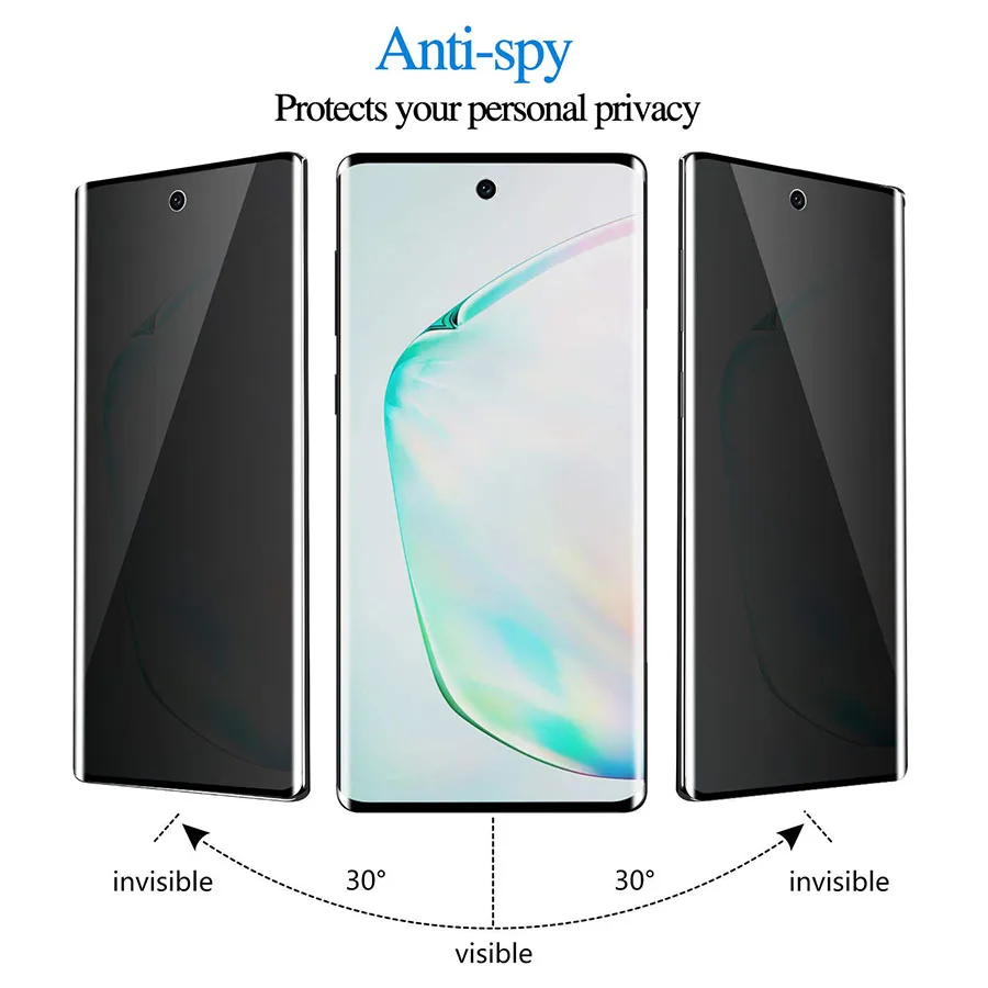 2020 Proti Oslneniu Pre Samsung Galaxy S20 Plus & Gt S20 Ultra ochrany Osobných údajov Tvrdeného Skla Flim 3D zakrivené hrany anti-Spy Temperament sklo