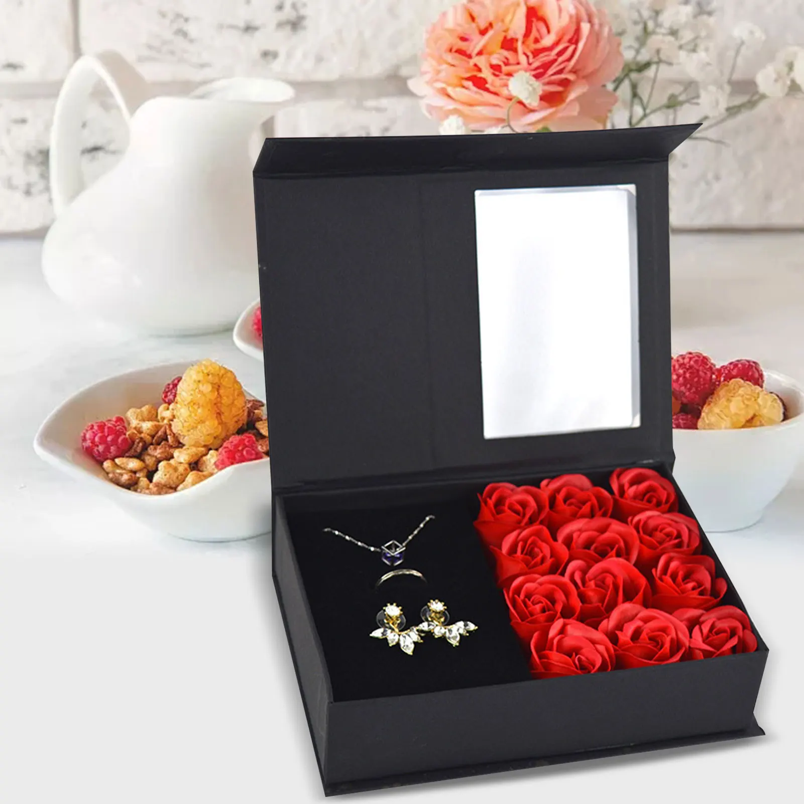 2020 Večný Mydlo Ruža Darčeka Exqusite Valentín Ruže Darčeka Rose Šperky Box Manželstva Krúžok Šperky, Darčekové Krabice Držiteľ