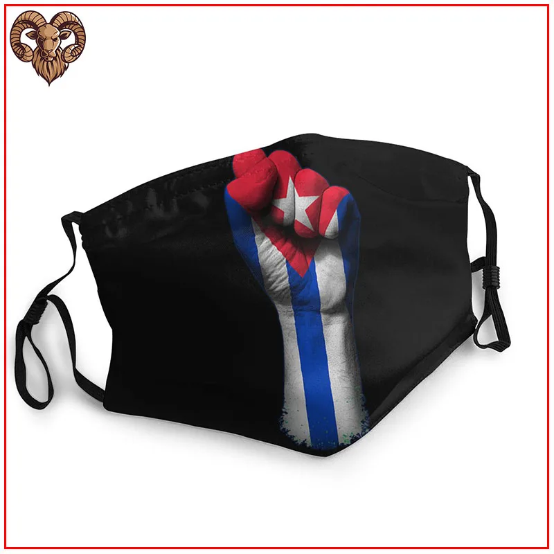 2020 Ženy Muži facemasks zakrýva Vlajka Kuby na Vznesené Clenched Päsť opakovane priedušná umývateľný nastaviteľné bavlna starostlivosť o pleť