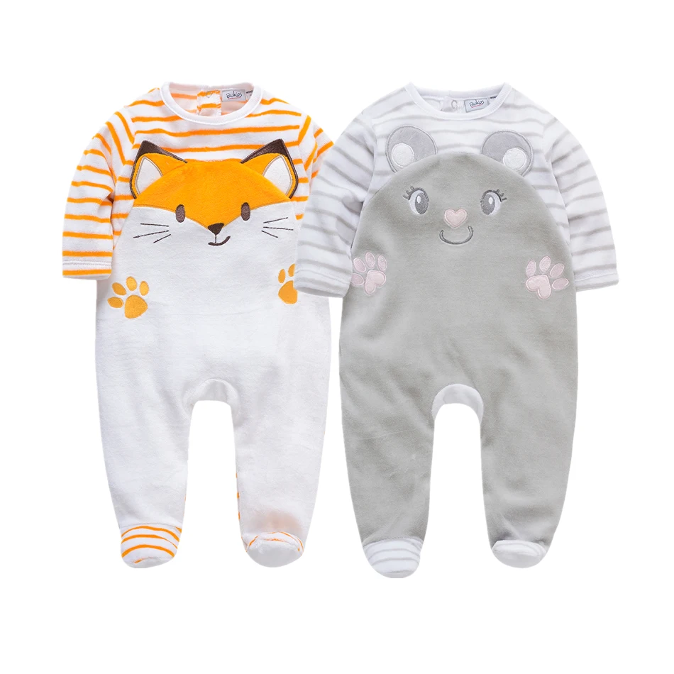 2021 Jar Detské Oblečenie Zimné Dieťa Velvet Remienky Chlapec Oblečenie Cartoon Zvierat 3D Romper Jumpsuit Teplé Oblečenie Novorodenca