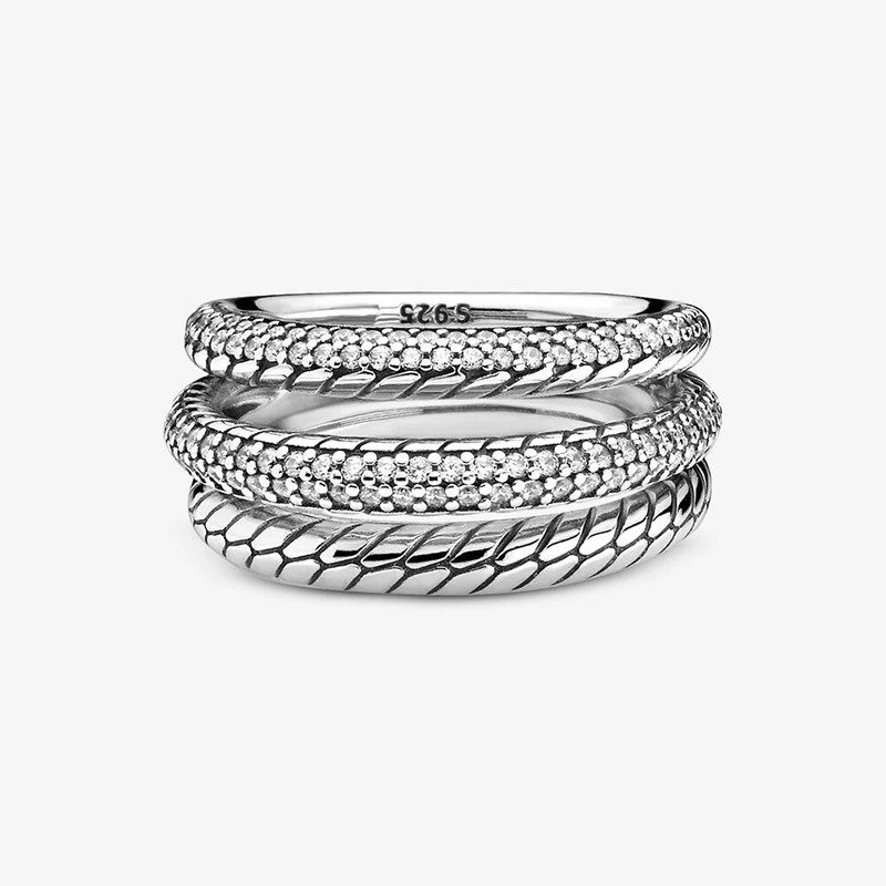 2021 Nové Jeseň 925 Sterling Silver Ring Pripraviť Had Reťazca Vzor Krúžok Koruny Krúžky Žien Zapojenie Výročie Šperky
