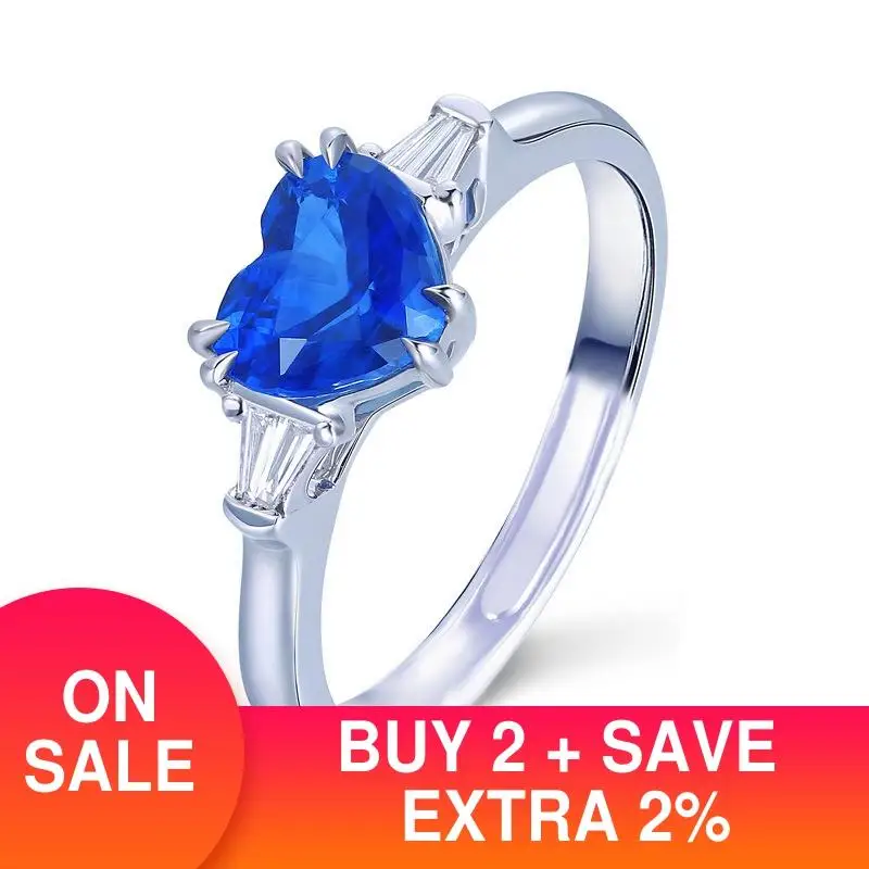 2021 nové luxusné modrá farba srdce 925 sterling silver zásnubný prsteň pre ženy lady výročie darček šperky veľkoobchod R5716