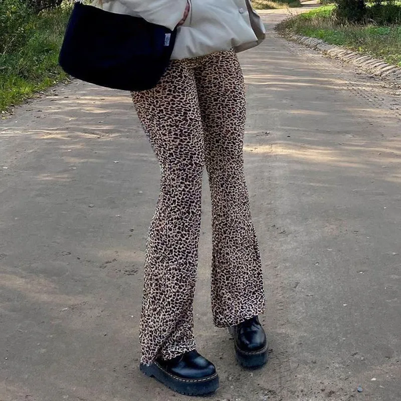 2021 Nové Módne dámske Leopard Vytlačené Dlhé Nohavice Vysokej strede zúžený Traceless Horela Dlhé Nohavice Žena Bežné Nohavice