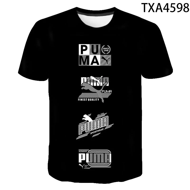2021 Nové Módne Značky Pekný pánske Puma 3D Vytlačené T-tričko-Krátke rukávy Top Príležitostné Športové tričko pre Chlapcov a Dievčatá
