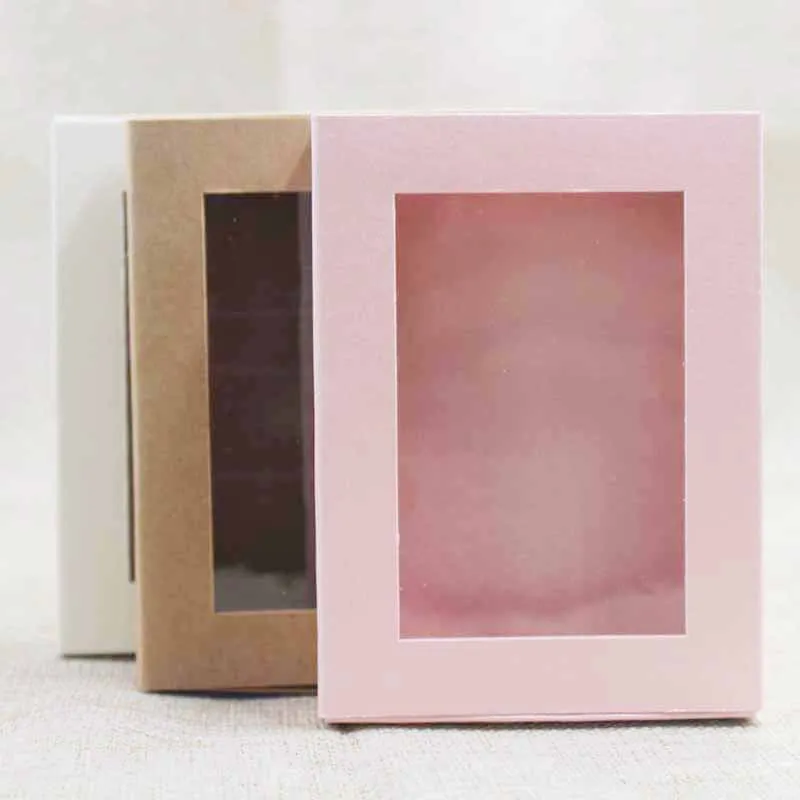 20pcs kraft/béžová/ružová darčekový balíček& zobraziť okno okno DIY list krabica na svadobné zdvorilosti/produkty display zobraziť
