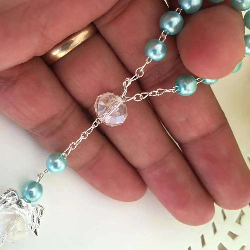 25 ks Anjel krst láskavosti svetlo modrá prijímanie láskavosti recuerditos para prst rosaries krst uprednostňuje prijímanie priazeň