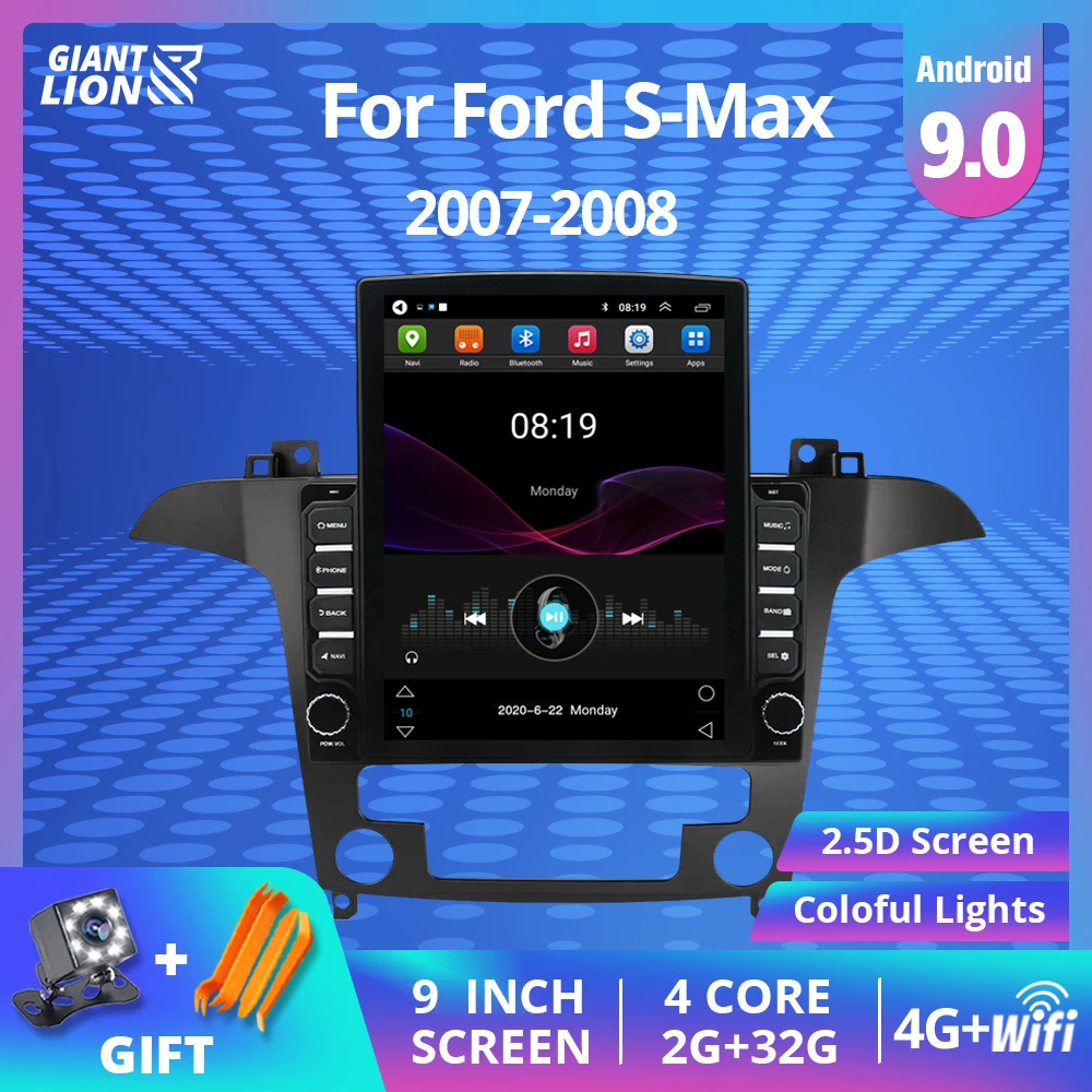 2DIN Android 9.0 autorádio Pre Ford S-Max Ford S Max 2007 2008 Auto Stereo Video Prehrávač, GPS Navigáciu, Bluetooth 2Din DVD Prehrávač