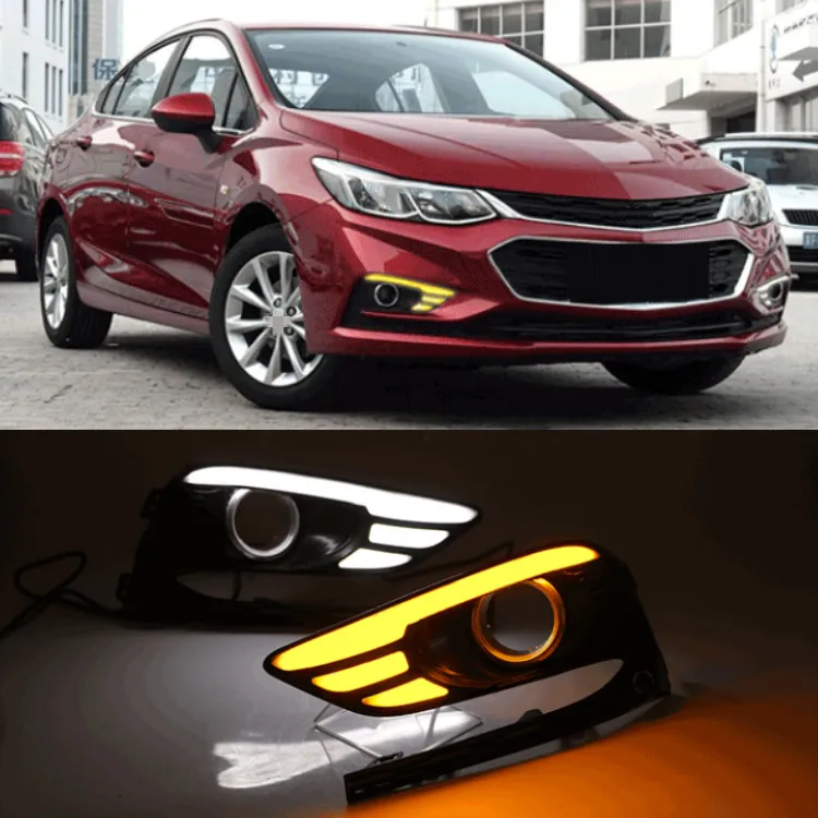 2KS LED Denných prevádzkových Svetlo Pre Chevrolet Cruze 2016 2017 2018 Dynamické Žltá Zase Signál Relé Nepremokavé Auta 12V DRL Lampa