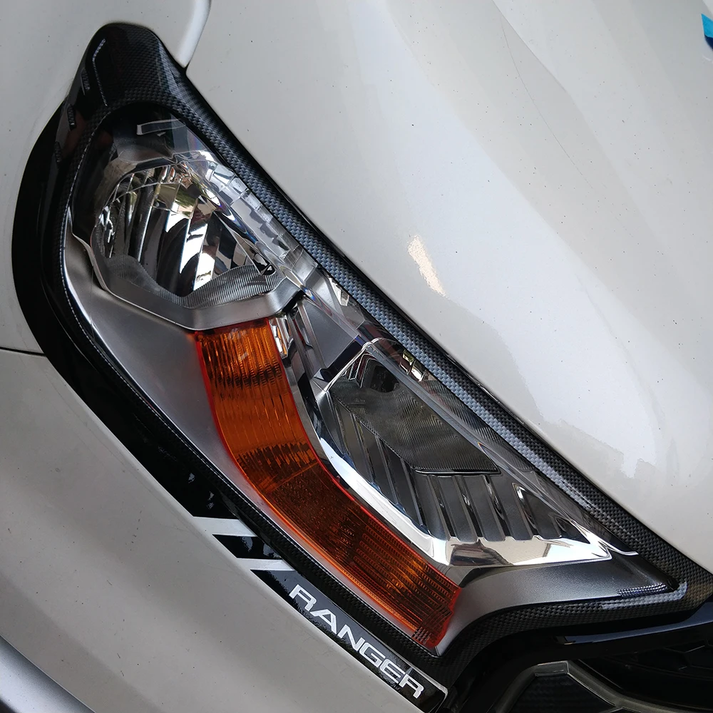 2PC vedúci svetlo kryt rámu orezania odtlačkový vlastné pre Ford Ranger wildtrak 2016 nový dizajn ranger lampa upravené zdobia nálepky