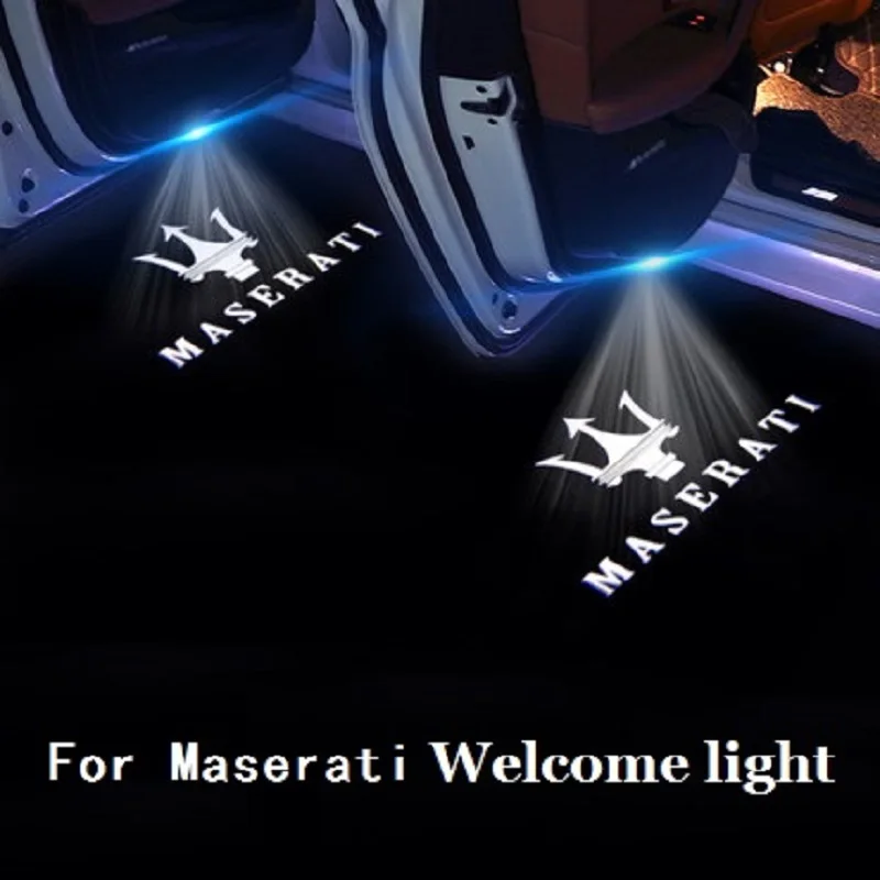 2X LED Vitajte Svetlá Pre Maserati Quattroporte Levante Ghibli GranTurismo GranCabrio Dvere HD Logo Projektory 6000K Tieň Lampy