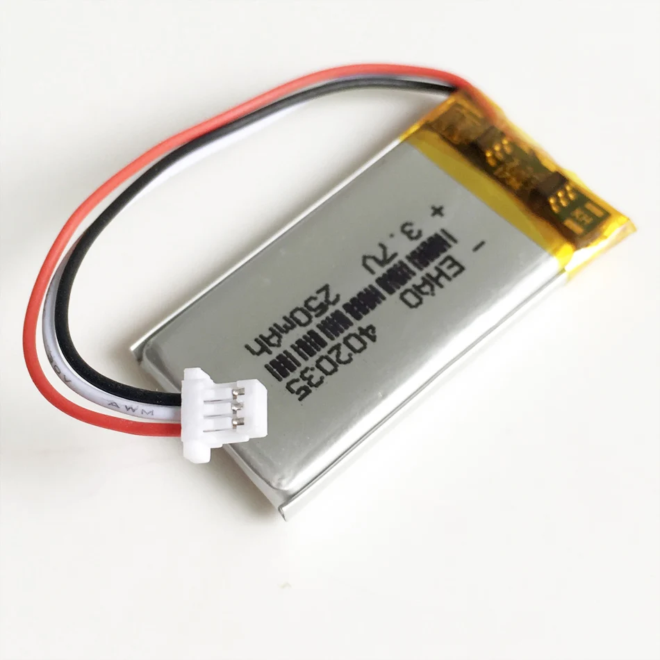 3.7 V, 250mAh 402035 Lítium-Polymérová LiPo Nabíjateľná Batéria + JST 1.0/1.25/1.5/2.0/2.5 mm 3pin pre Ručné GPS, Mp3, Bluetooth