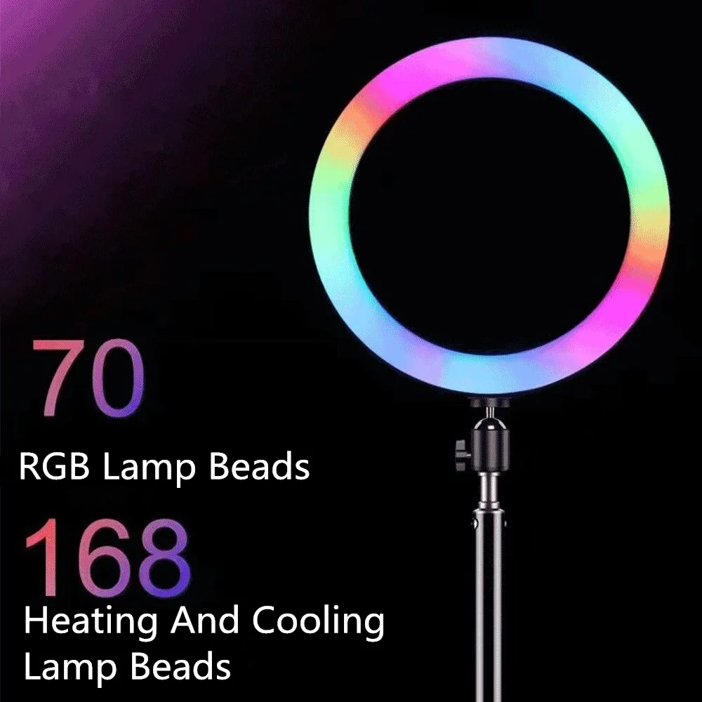 33 cm RGB Farebné LED Selfie Krúžok Svetlo s Statív Stojí Telefón Svetlo, Krúžok na Čítanie USB Ringlight pre Youtube, Fotografie štúdio