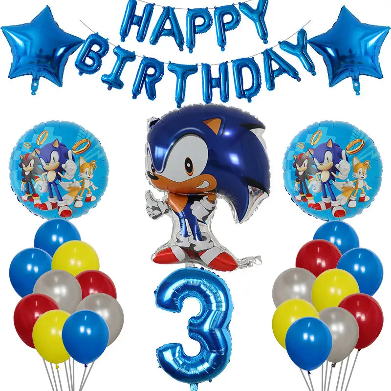 37pcs Cartoon Sonic Fóliový Balón Ježko Chlapec Dievča Narodeniny, Party Dekorácie Počet Balónov Baby Sprcha 1. Strana Dodávky