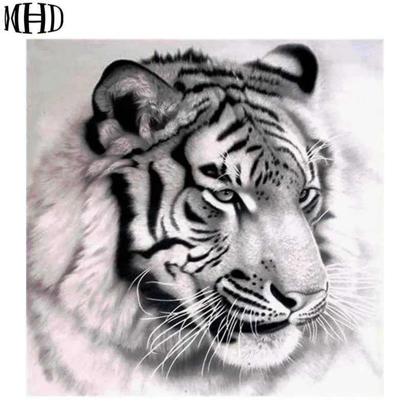3D Diamond Maľovanie Tiger Crystal Plný & Kolo Sequined Diamond Výšivky Mozaiky Zvierat Obrázok Výšiviek