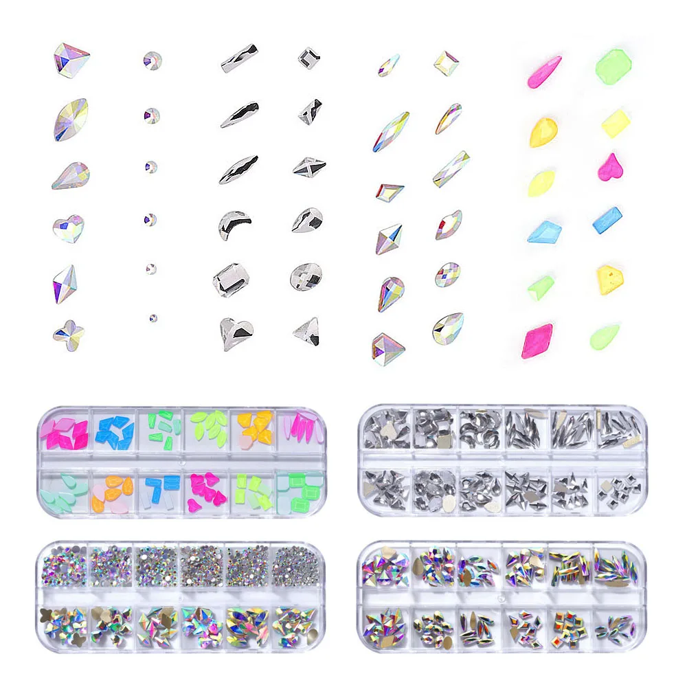 3D Mix Crystal AB Ploché Späť Nail Art, Kamienky Lesk Diamantov Tipy, Dekorácie, Ozdoby Robiť Paznokci Lepidlo na Kameň a Krištáľovo