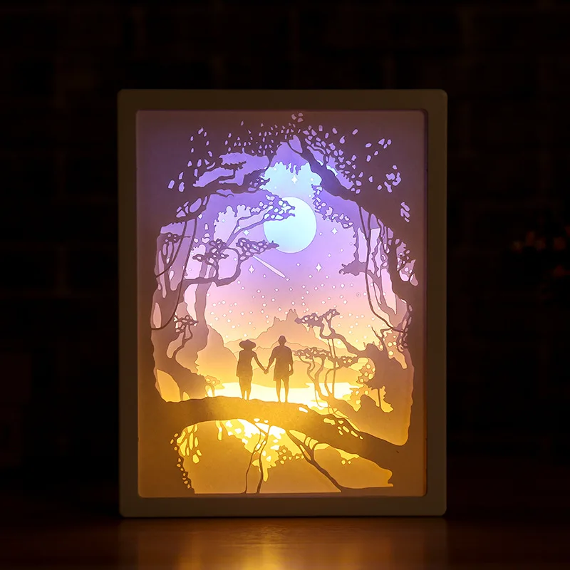3D Papier Rezbárstvo Nočné Osvetlenie, LED, Stolové Lampy, Spálňa Posteli Nočné Osvetlenie, Vianočné Halloween Vyrezávané Dekor Lampa Narodeninám