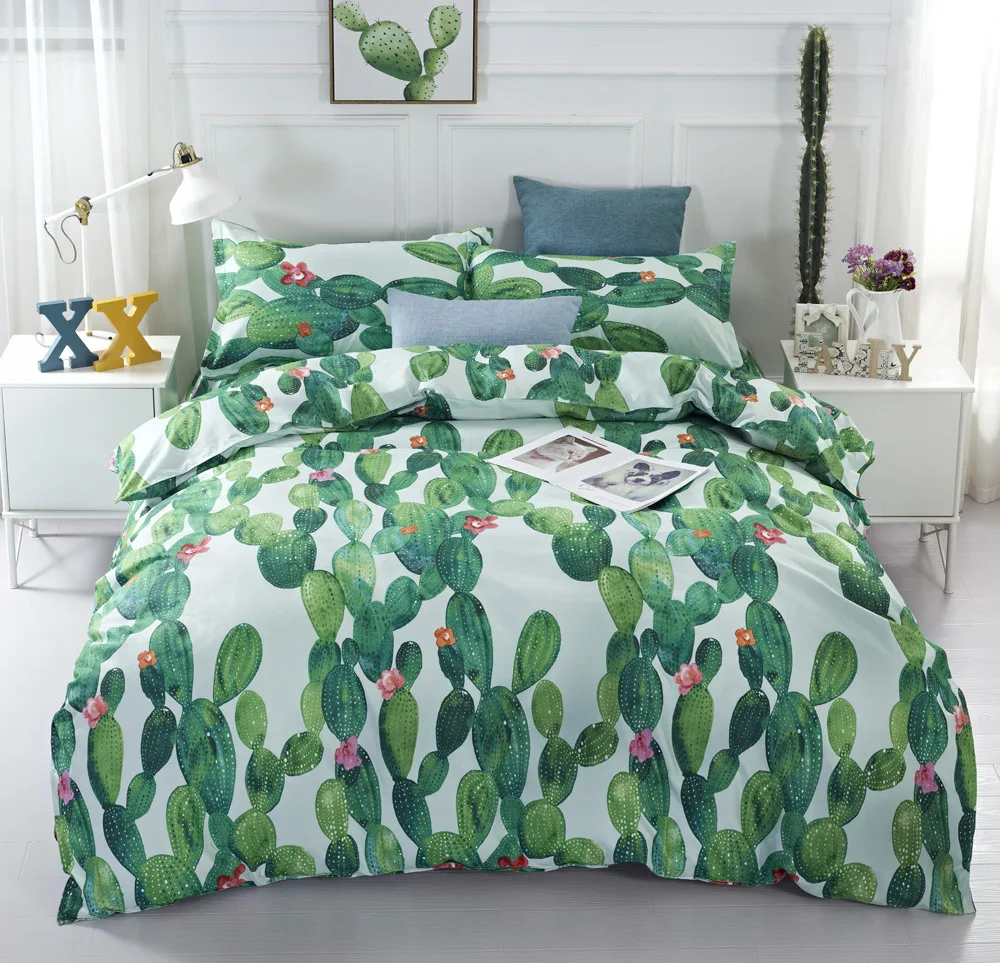 3D Sea Beach Kaktus Potlačené Obliečky Koži-priateľský posteľná bielizeň Set Prikrývka Kryt Nordic Štýl Dospelých posteľná bielizeň Perinu Nastaviť AUSingle