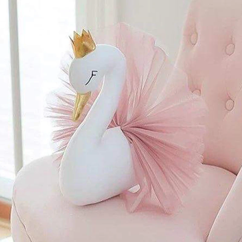 3D Zlatá Koruna Swan Nástenné Závesné Dekorácie Plnené Flamingo Bábika Swan Hračky Zvieracie Hlavy Stenu Decor Detská Izba Deti Darček
