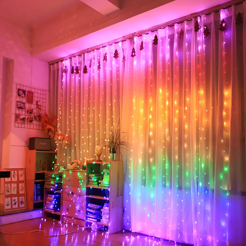 3x3m Rainbow Opony Nočné Osvetlenie, Lampy, LED Reťazec Garland Víla Ozdobné Svetlá na Vianočný Večierok Stenu Spálne Svadobná Výzdoba