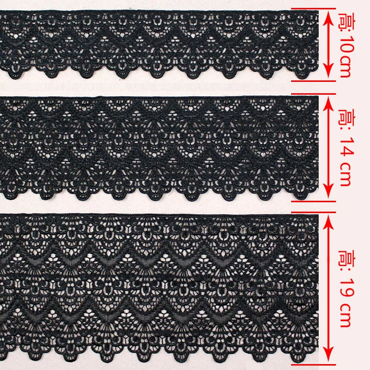 3Yard/Veľa Čierne biele čipky výbava šírka 10 cm-19 cm oblečenie lem sukne dekorácie duté výšivky koberec spojov čipky textílie