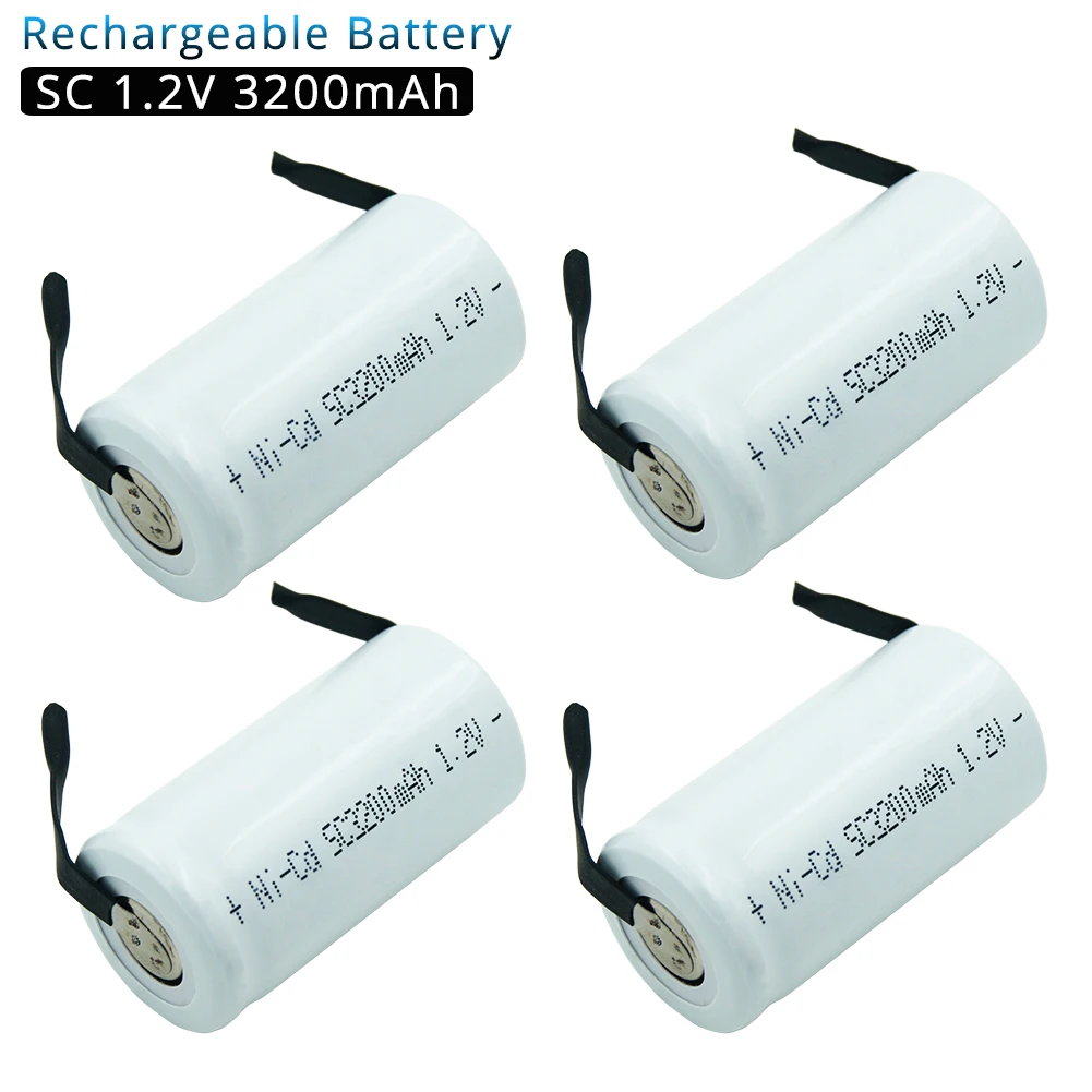 4-20pcs Ni-CD SC 1.2 V 3200mAh Nabíjateľná Batéria s Spájkovanie Kohútiky pre Makita Hitachi Bosch náradie Batérie Baterky Alarm