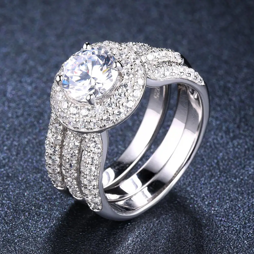 4.6 Ct Luxusné Diamantový Svadobný Prsteň Súpravy 2-v-1 Pevné 925 Sterling Silver Kolo CZ Zásnubné Prstene Pre Ženy, Svadobné Návrh Darček