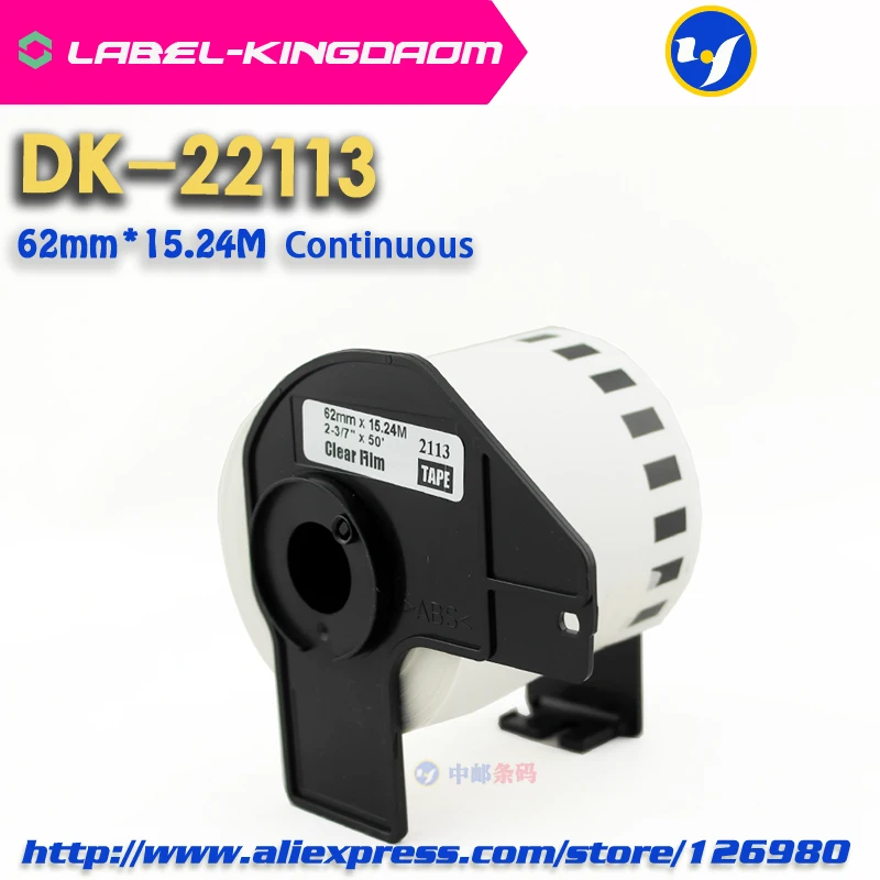 40 Kotúčoch Kompatibilné DK-22113 Štítku 62mm*-15,24 M Kontinuálne Kompatibilný pre Brat Tlačiareň štítkov Pol Transparentného Materiálu